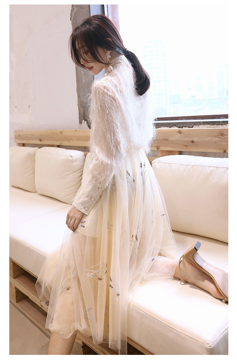 2019夏装新款 轻盈浪漫亮片绣花网纱裙a字中长款半身裙女5818