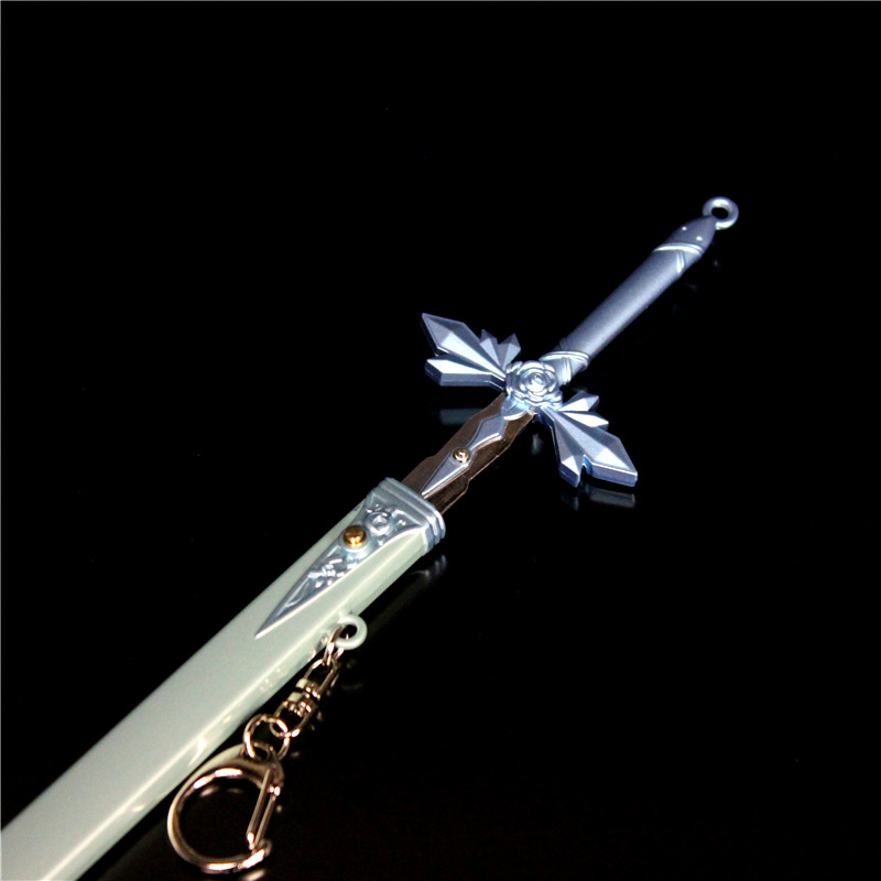 刀剑神域sao弹动版 夜空之剑 亚丝娜闪烁之光蓝蔷薇剑22cm送刀架