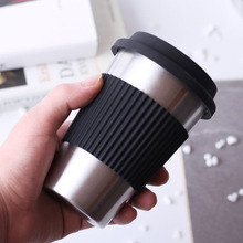 304不锈钢咖啡杯 创意奶茶杯硅胶防烫马克杯便携水杯礼品定制logo