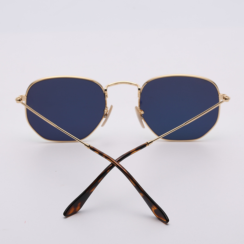 玻璃个性太阳镜hexagonal sunglasses玻璃镜片框架太阳眼镜批发