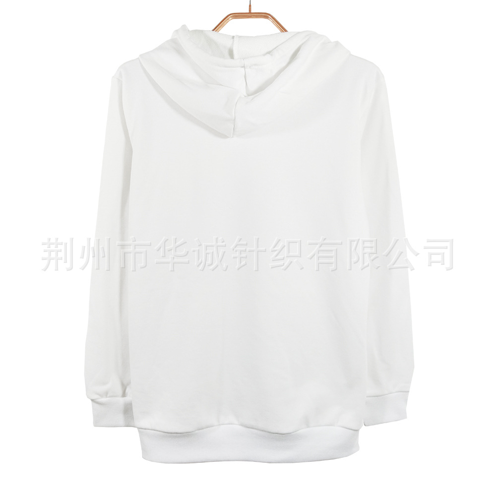 白色毛圈套头卫衣背面