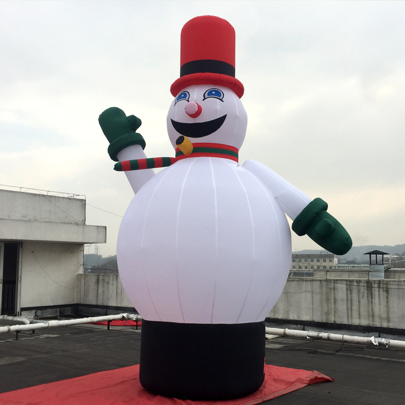 圣诞大型充气雪人卡通气模 圣诞节商场装饰爬墙雪人老人气模