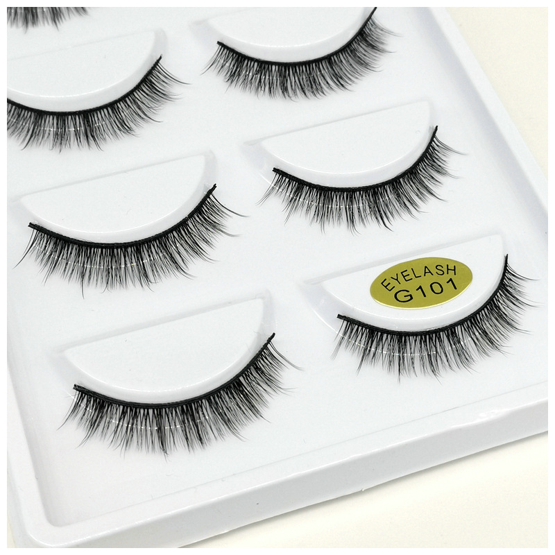 3D False Eyelashes G101 Natural Fresh Nude Makeup Short Three-Dimensional Simulation 5 Pairs Pack Eyelash Cross-Border Supply