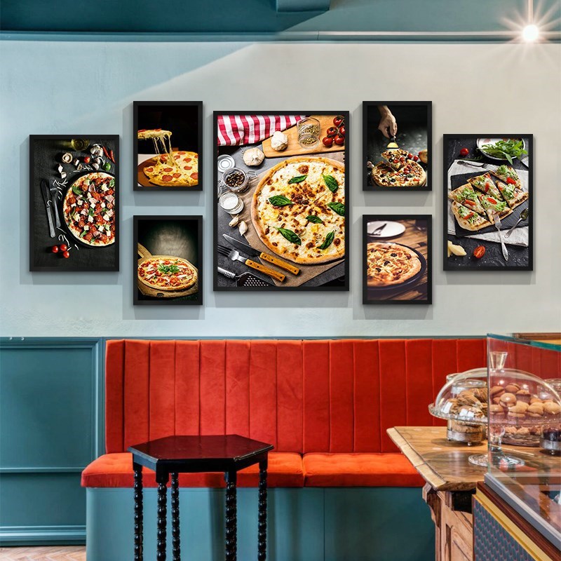 咖啡店背景墙壁画图片意大利面欧式披萨店装饰画墙面西餐厅牛排