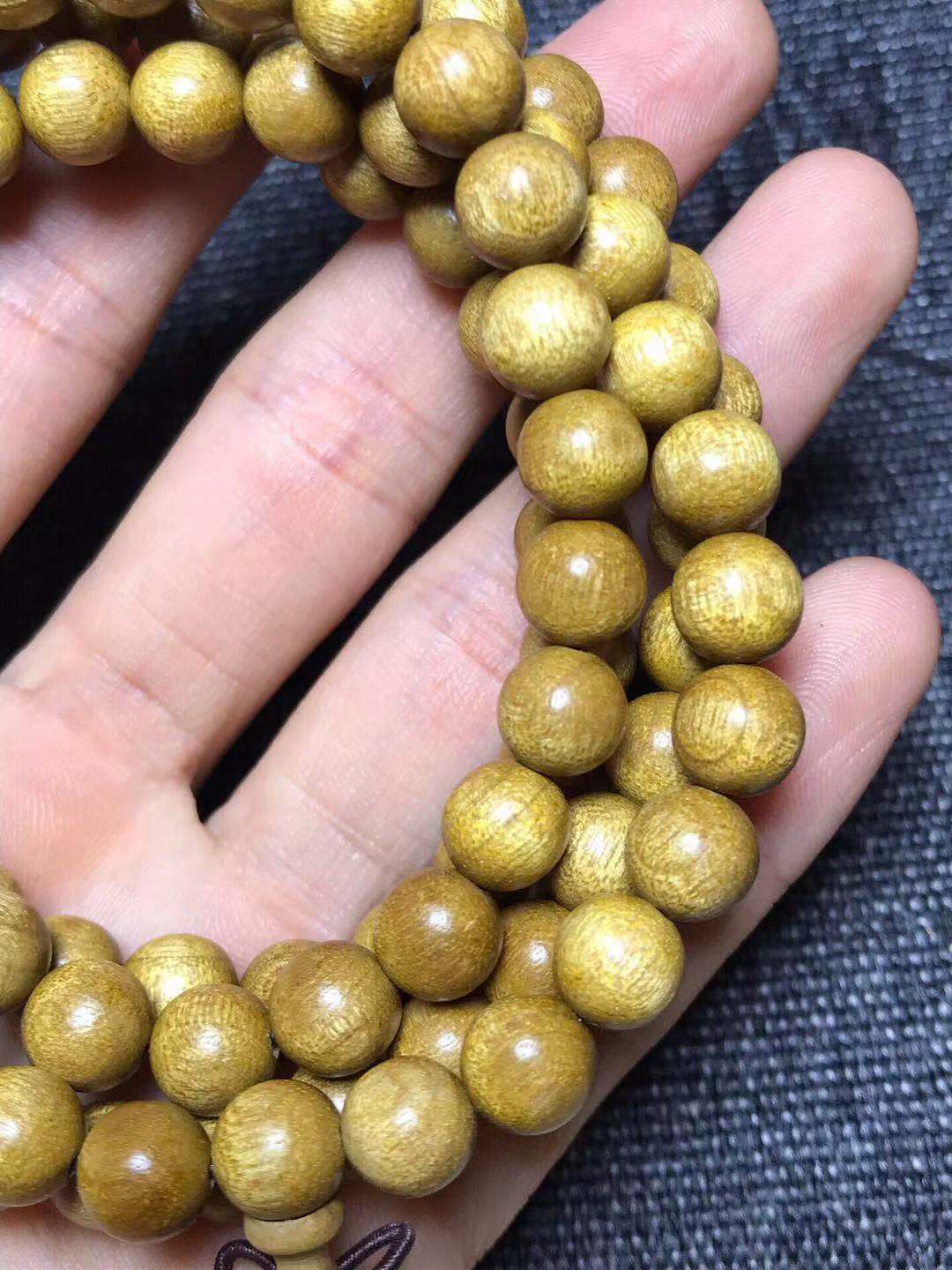 四川金丝楠木手串2.0 0.8普通货 黄金底色老料108颗念珠手链批发