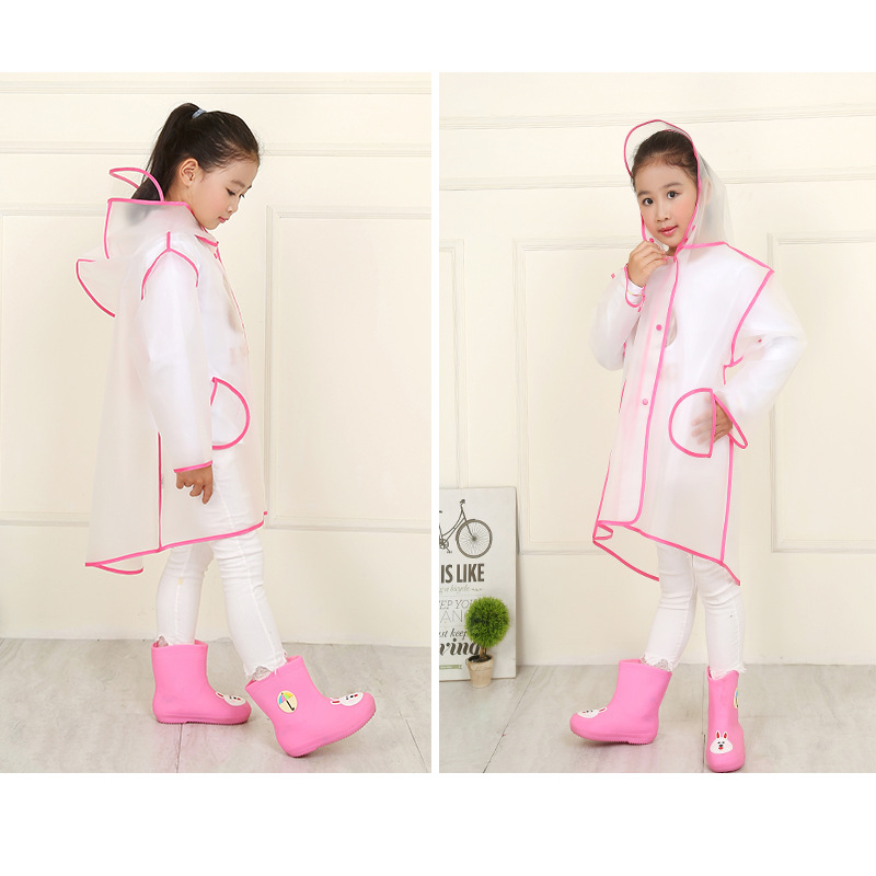 Factory Supplier Children Student Eva Transparent Raincoat Thickened Creative Poncho Printable Logo