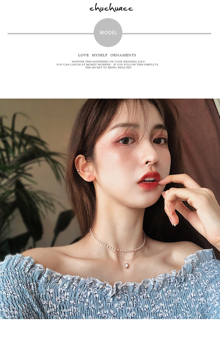 简约气质珍珠吊坠项链女锁骨链网红潮脖子饰品颈带小众设计项圈