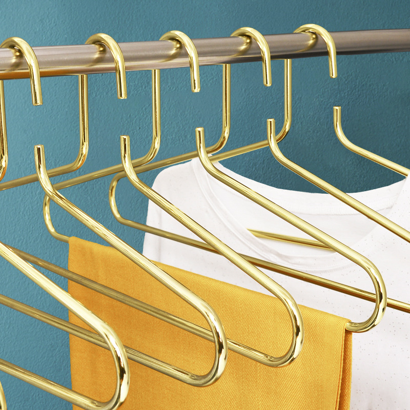 Solid Thick Gold Iron Hanger Nordic Style Wide Shoulder Thickened Clothes Hanger Air Clothes Clothes Support Hanger