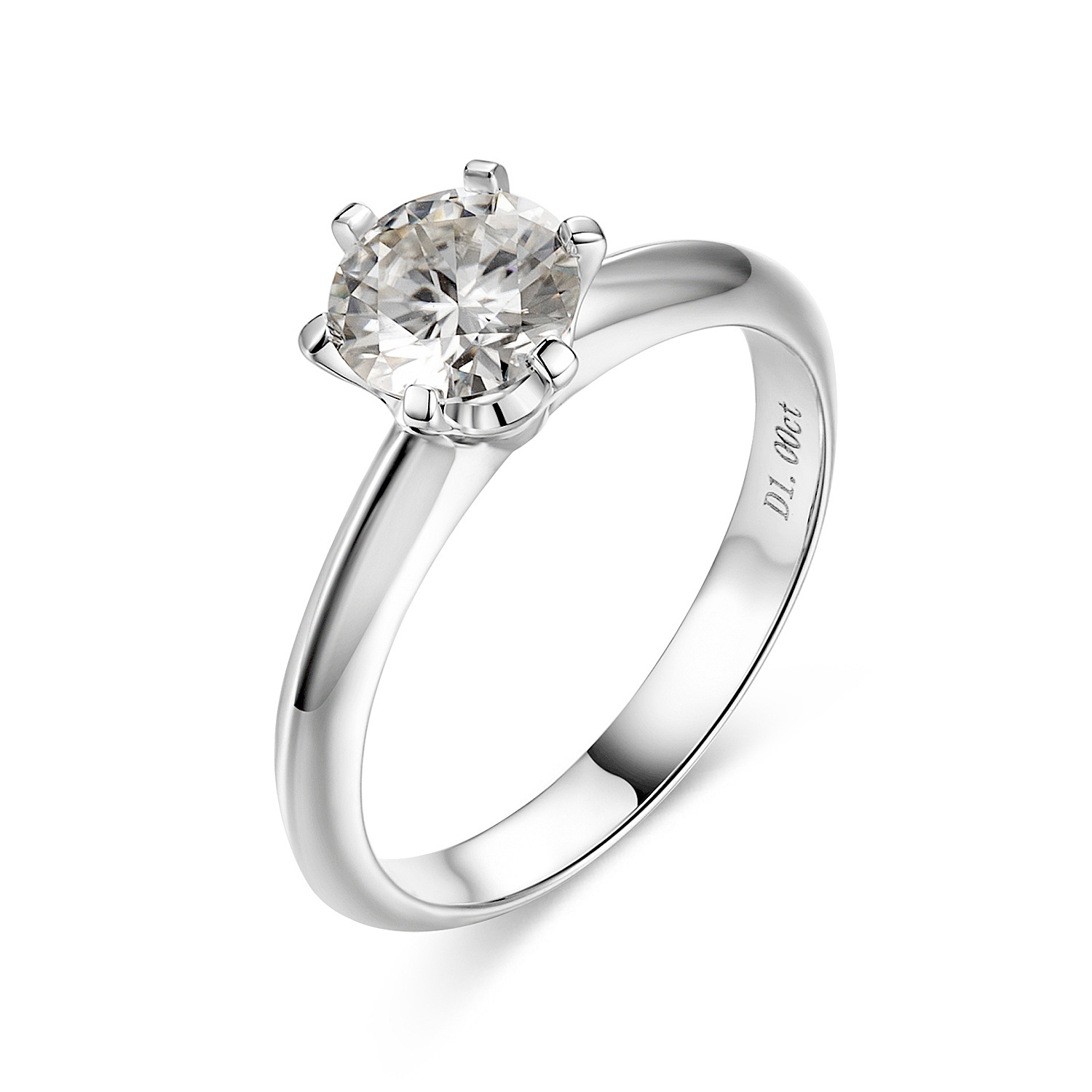 莫桑石戒指 18k金结婚订婚经典六爪莫桑石女戒指高端珠宝镶嵌加工