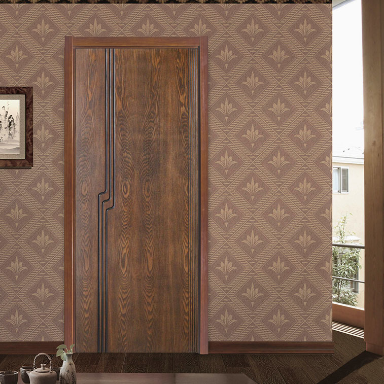 现代简约优质隔音卧室门黑胡桃实木复合实木环保烤漆门全屋