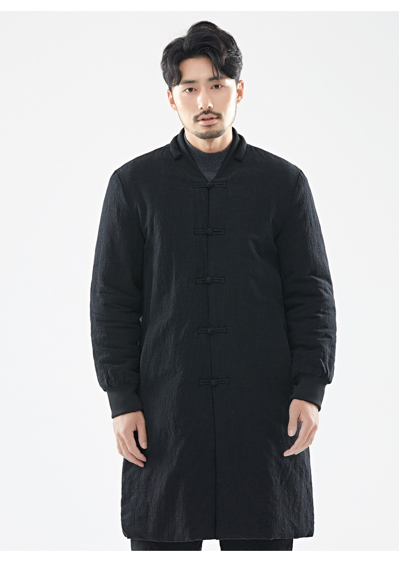 唐装男装中国风冬装大码棉衣男外套中长款大衣中年中式保暖棉袄