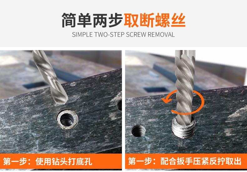 断头螺丝取出器退丝器反丝器滑牙螺丝拆除工具取断丝神器配钻头套