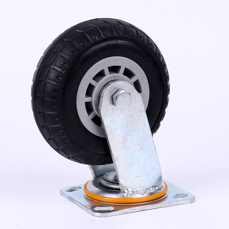 河北6寸 定向转向轮橡胶隔音滚轮 重型黑色静音轮灰芯工业脚轮
