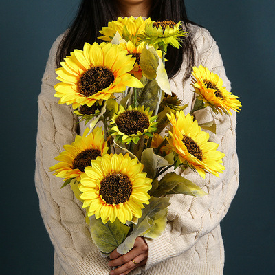 仿真向日葵太阳花束摆设客厅家居创意装饰花餐桌花卉假花摆件插花