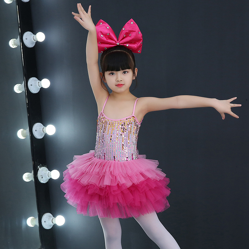 六一儿童舞蹈亮片蓬蓬裙可爱娃娃蛋糕裙女童幼儿园爵士舞演出服装