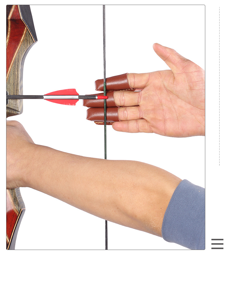 射箭三指牛皮手套弓箭射击护指反曲直拉弓传统弓通用拉弦护指指套