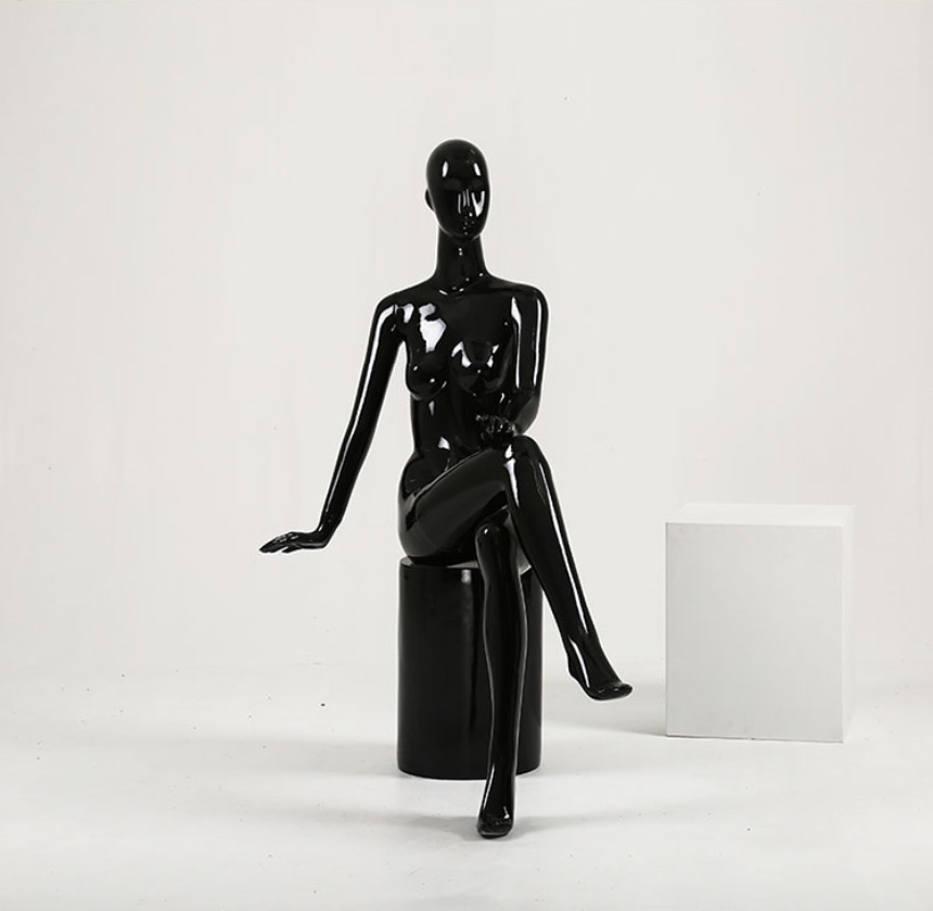 厂家直销商场服装店专用玻璃钢模特 高档亮光橱窗黑色模特 可定制