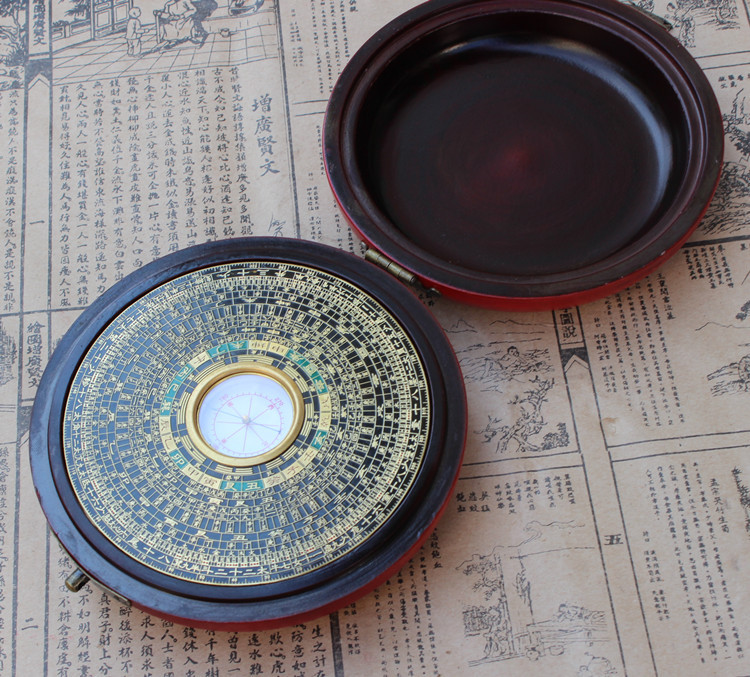 通胜5寸15层综合罗盘精准罗盘八卦罗盘纯铜面板罗盘黑面款