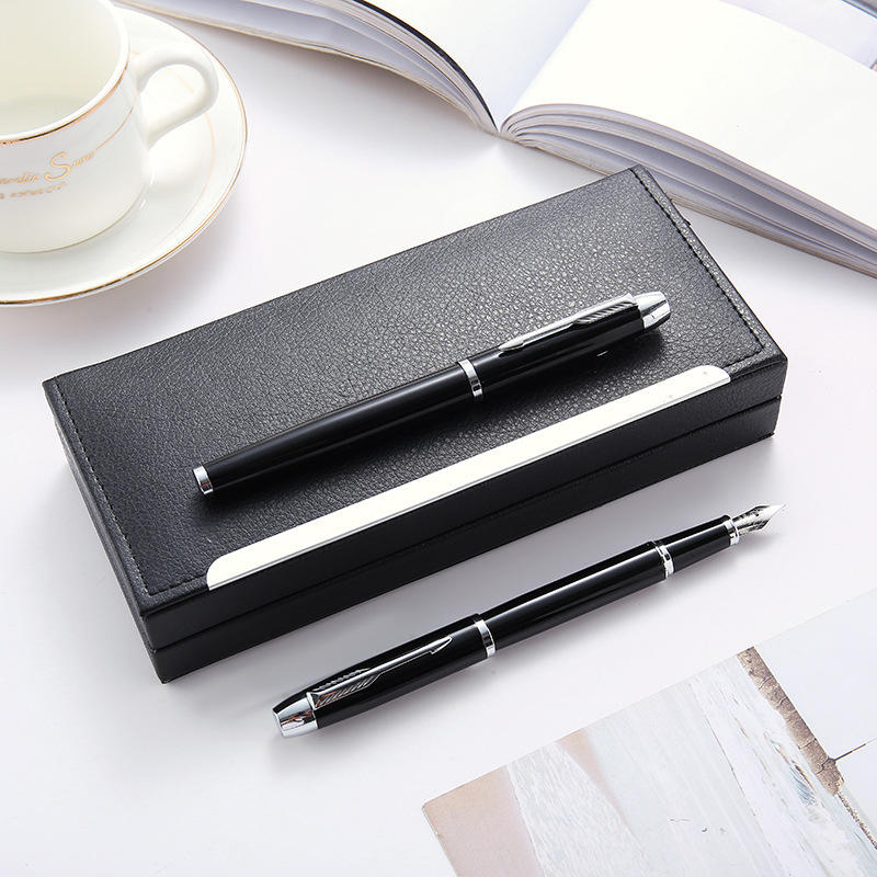 Business Office Metal Ink-Absorbing Black Pen Advertising Gift Metal Gel Pen Signature Pen Logo Printing