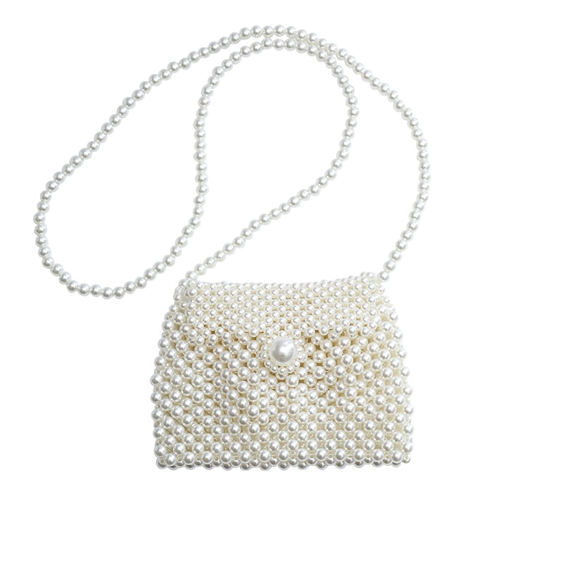 New Bright Pearl Woven Bag Evening Bag Banquet Women Bag Acrylic Clutch Crossbody One-Shoulder