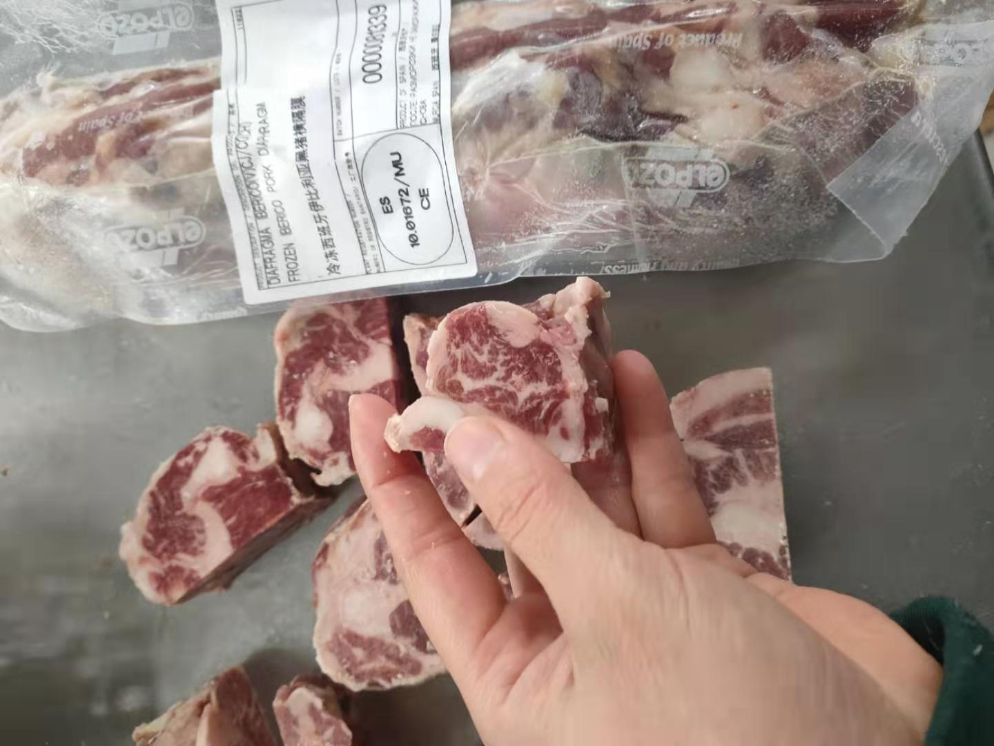 西班牙1672伊比利亚黑猪肉黑猪横膈膜冷冻去骨猪外肌肉黑猪烤猪肉