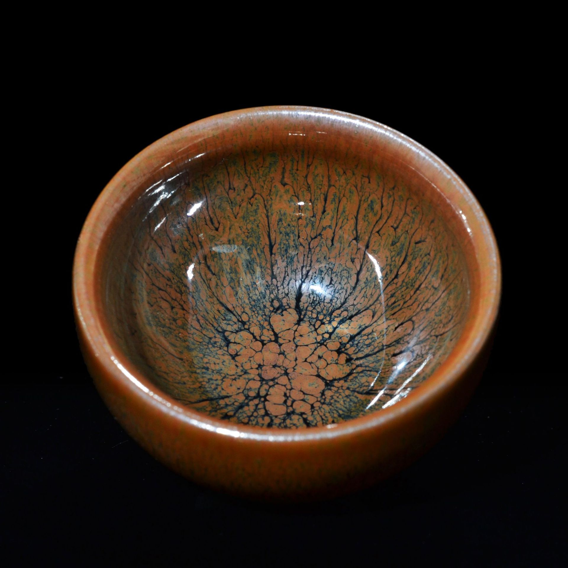 建阳水吉建盏油滴百花盏水墨丹青定制主人杯天目茶碗单杯厂家批发