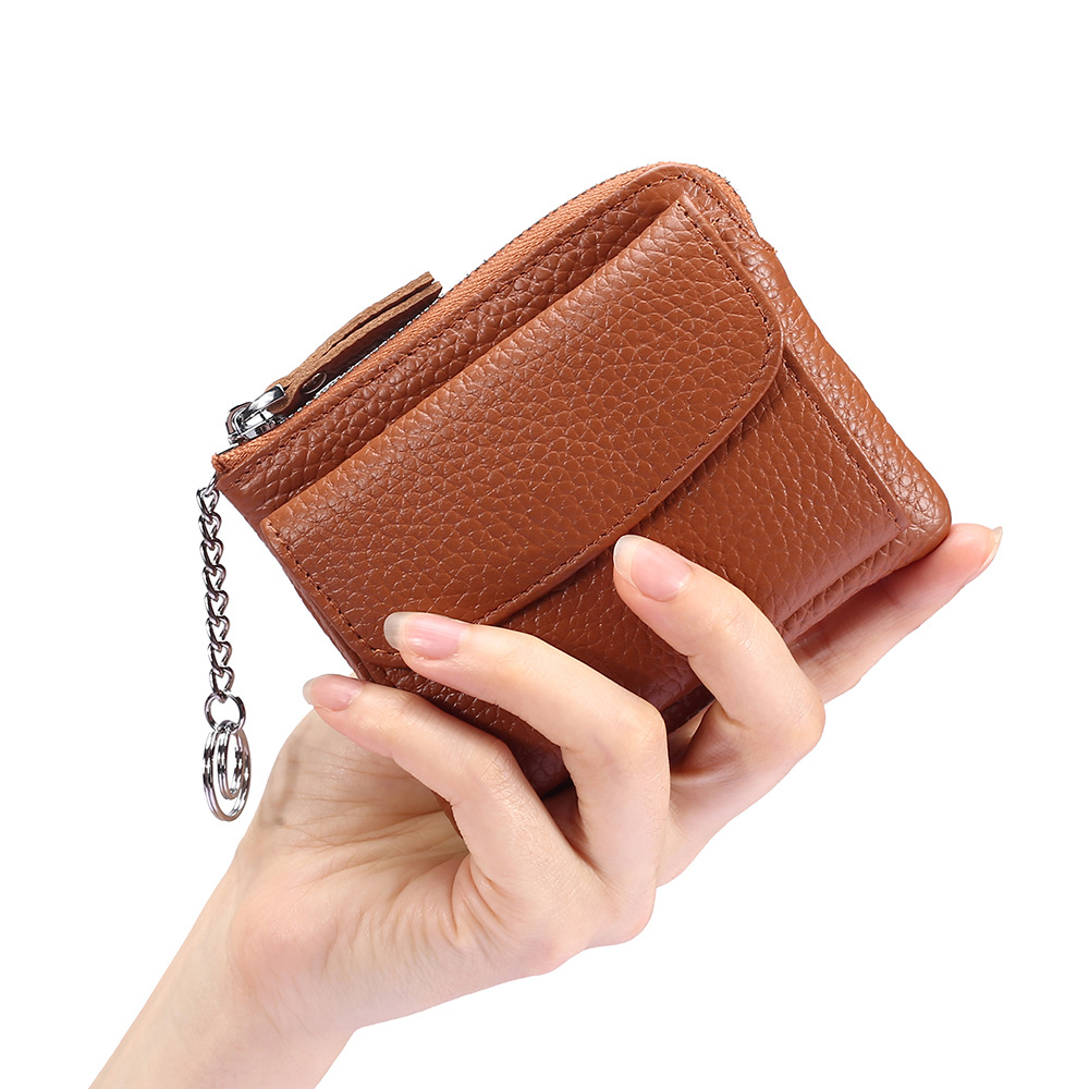 Japan Europe and America Cross Border Coin Purse Multi-Layer Genuine Leather Simple Mini Zipper Coin Bag Women's Small Wallet Card Holder