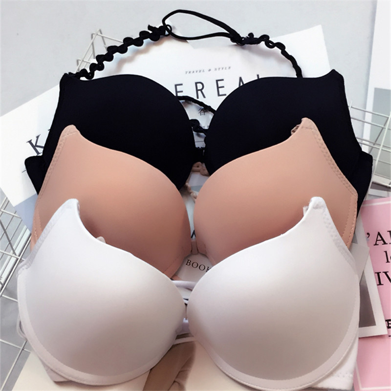 爆款2072性感前扣美背日单波浪挂脖小胸文胸少女日系百搭内衣单件