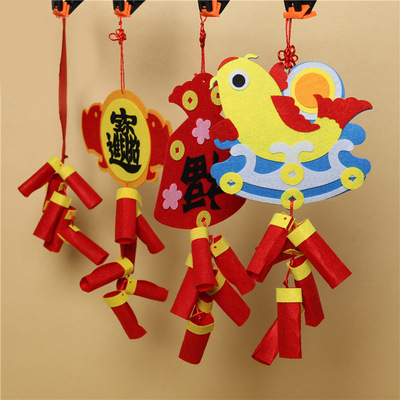 新年挂饰不织布鞭炮挂件儿童不织布创意手工幼儿园元旦diy布置