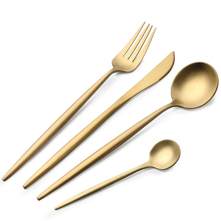 Cross-Border Wholesale 304 Stainless Steel Tableware Gold-Plated Portuguese Western Food Tableware Knife Fork Spoon and Chopsticks Hotel Gift Set