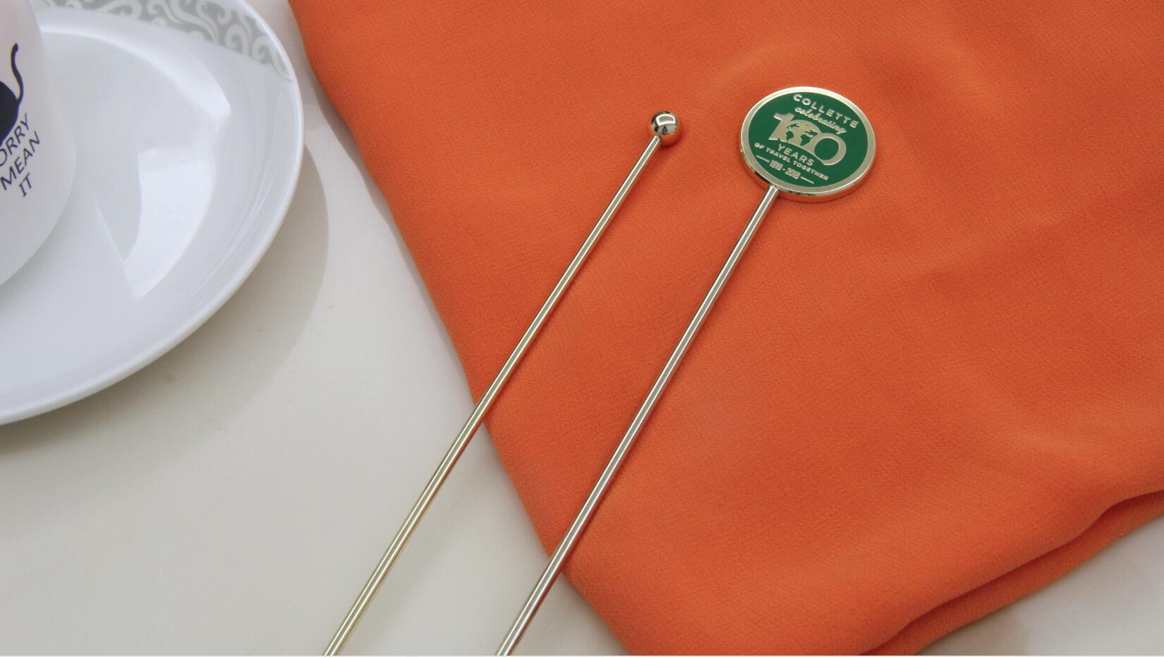 金属咖啡搅拌棒不锈钢镀金鸡尾酒调酒棒定制锌合金珐琅搅拌棒器