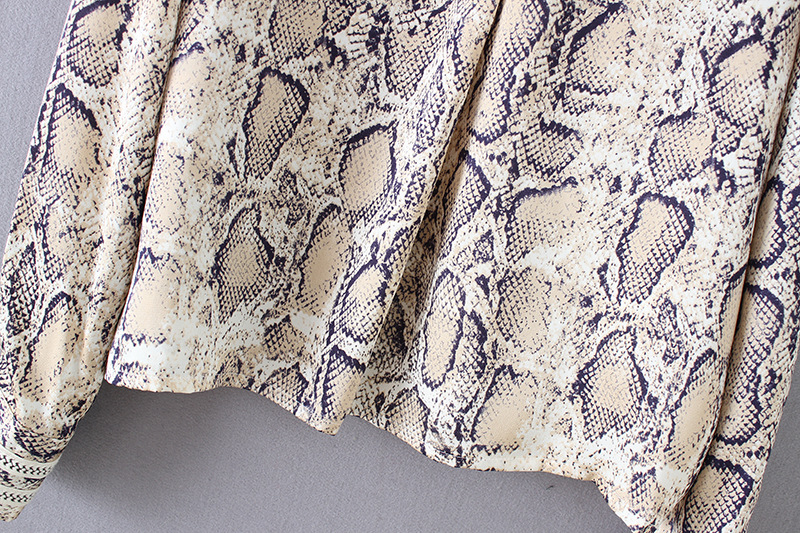 批发2019秋冬新品欧美风女装蟒纹长袖衬衫