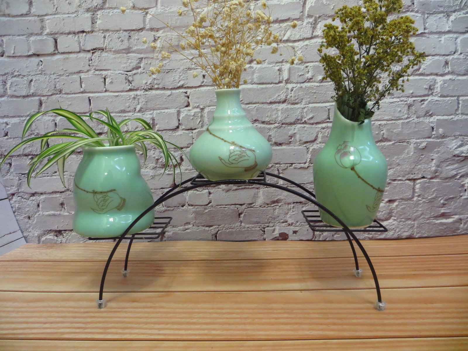 昌辉工艺铁件造型摆饰架多肉花盆架花插架编制饰品架工艺品摆件