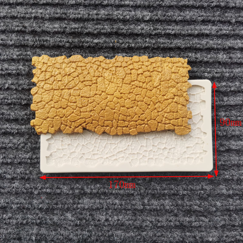 新款石头墙纹理硅胶模具 蛋糕围边装饰翻糖模 diy巧克力烘焙工具