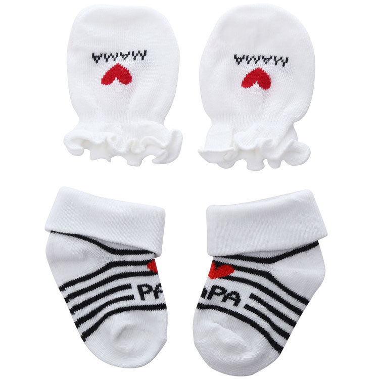 Foreign Trade Supply All Cotton Cartoon Striped Baby Socks Boys' Sports Anti-Scratch Children's Gloves Socks Set