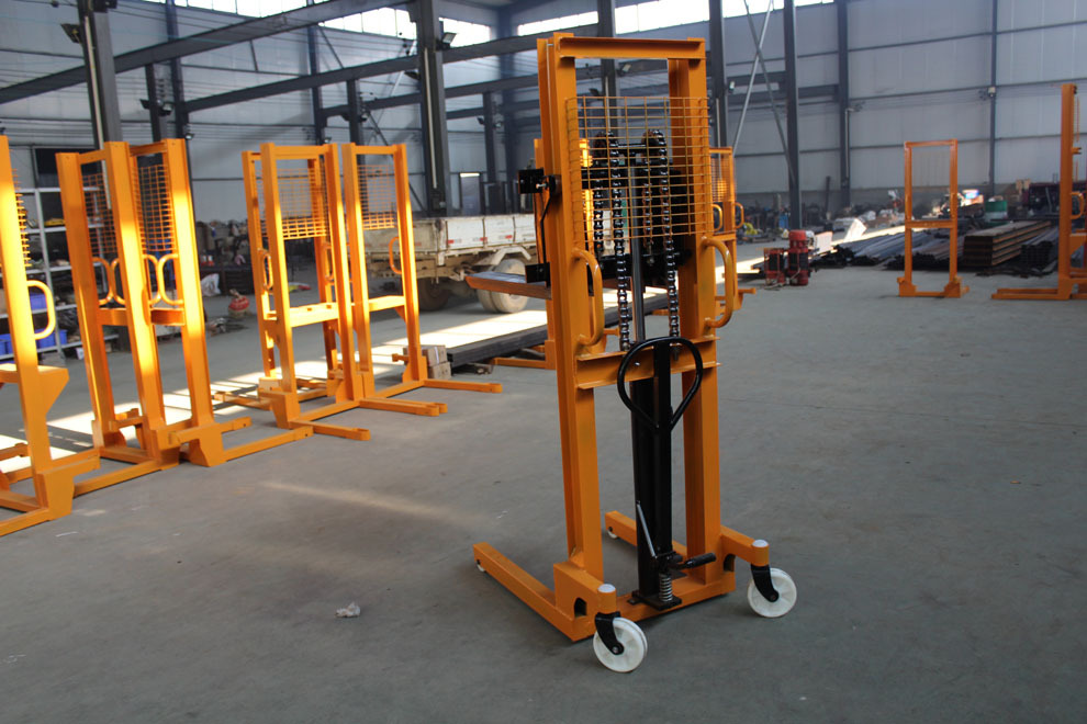 1t2t3t手动堆高车手推液压搬运车手堆垛机手动装卸升降叉车1.6米