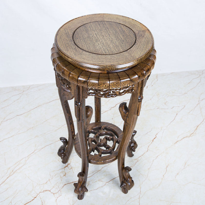 室内花架实木中式客厅吊兰绿萝鱼缸花瓶花盆景底座托架圆形落地架