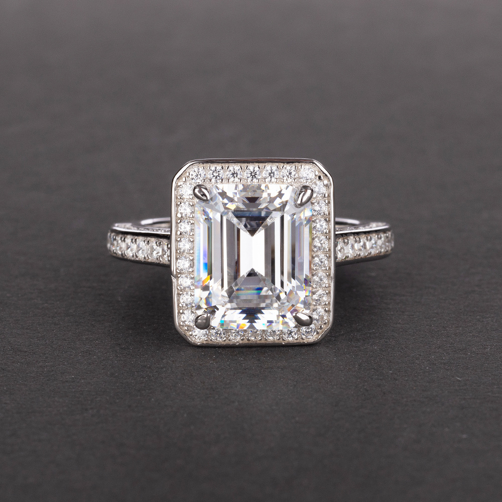 诗佩祖母绿长方形公主时尚订婚戒指wish热卖新款欧美夸张大钻戒