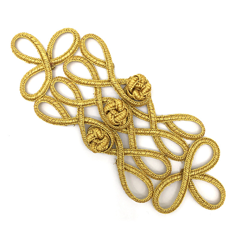 妙艺盘扣手工金银丝九孔琵琶中国风大衣唐装旗袍装饰复古大纽扣