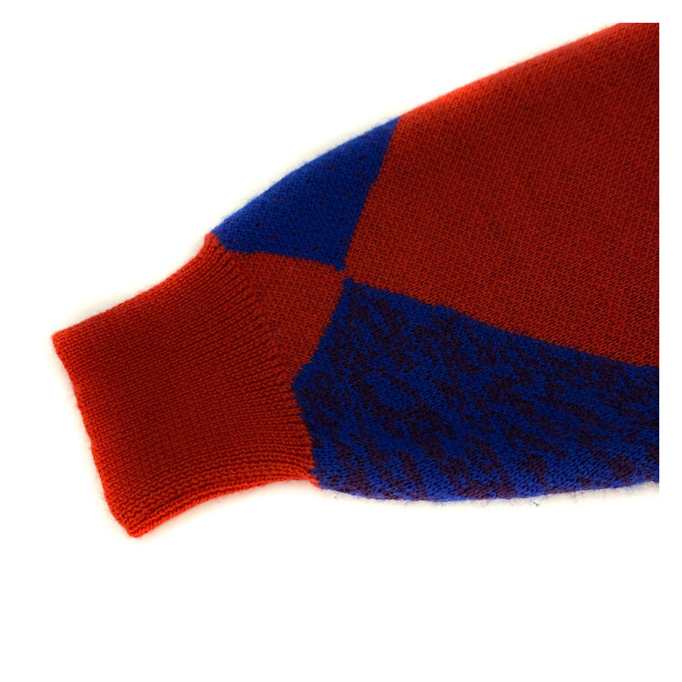 【mf】墨宝童装 红蓝格提花毛衣