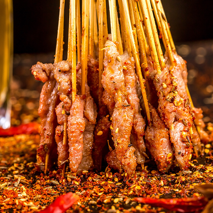 厂家批发羊肉风味小肉串 中街夜市小串冰鲜小串 冷冻半成品羊肉串