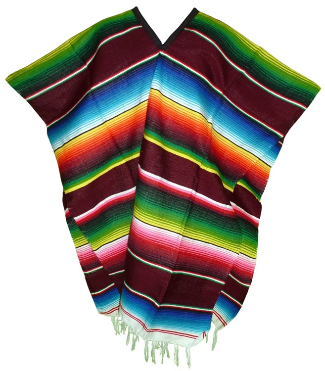 墨西哥披肩彩虹套头披肩流苏披肩民族风彩条披肩开叉披肩活动披肩