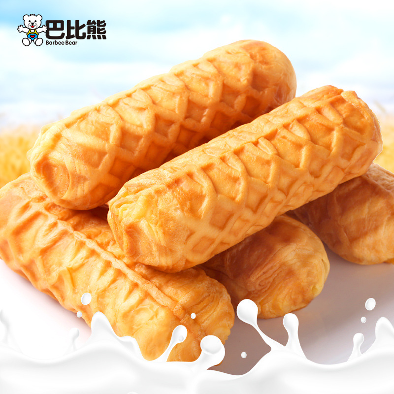 【现做现发】巴比熊华夫面包早餐糕点心奶香零食小面包整箱520g