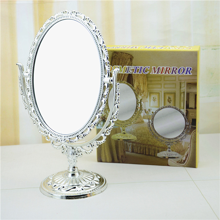 Foreign Trade Makeup Mirror Desktop Double-Sided Mirror Oval Mirror Golden Beauty Desktop Cosmetic Mirror Ten Yuan Store