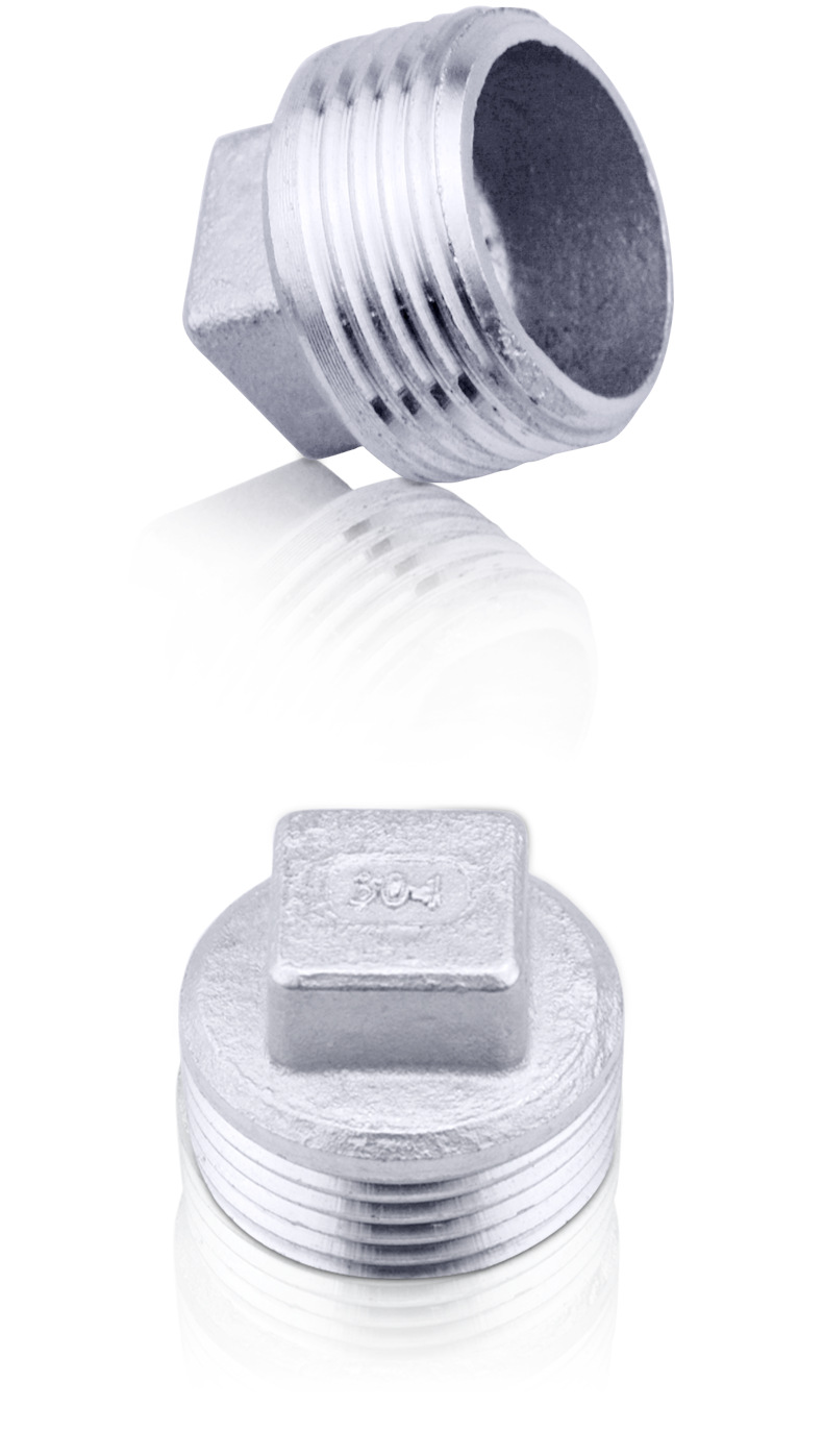 304不锈钢四角塞头外丝管堵正四方堵头外螺纹丝堵内接水暖配件4分