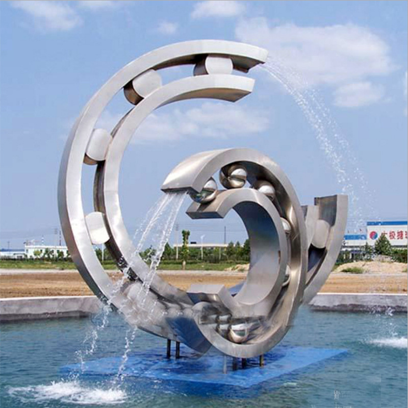 厂家定制不锈钢水景喷泉雕塑城市户外不锈钢镜面雕塑艺术雕塑