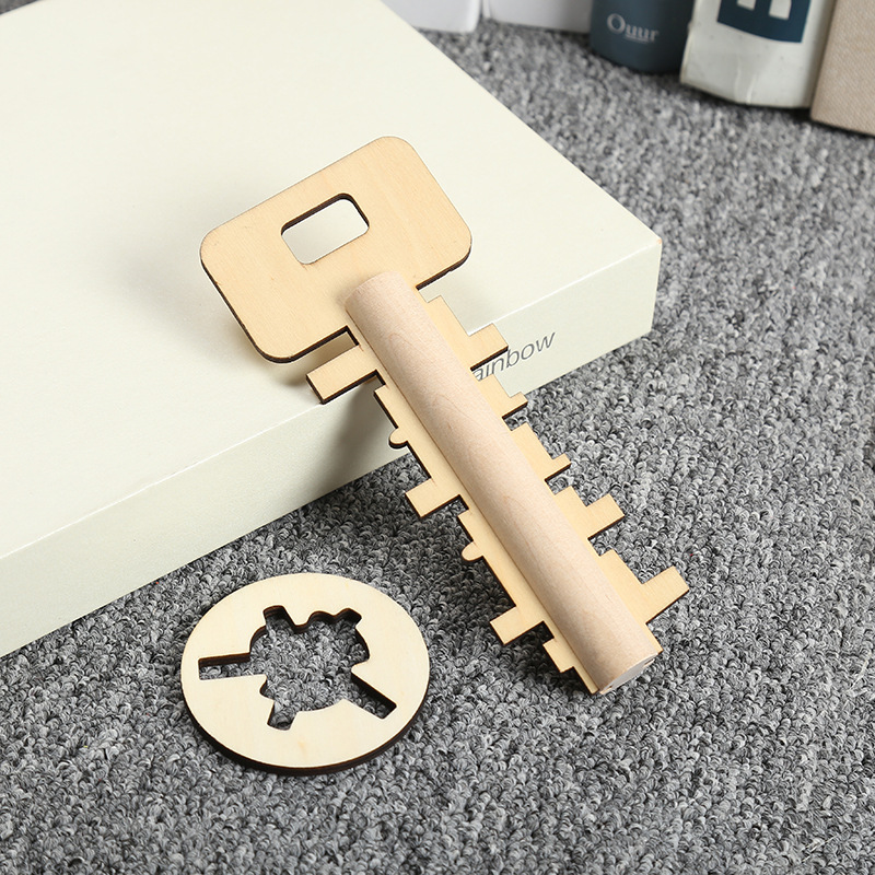 木制鲁班锁钥匙锁幼儿童成人益智力开发古典解锁玩具厂家批发直销