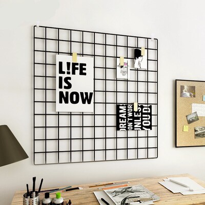 墙格子铁架子壁挂唯美方格饰品室内装饰铁艺网格照片墙简单粉红色