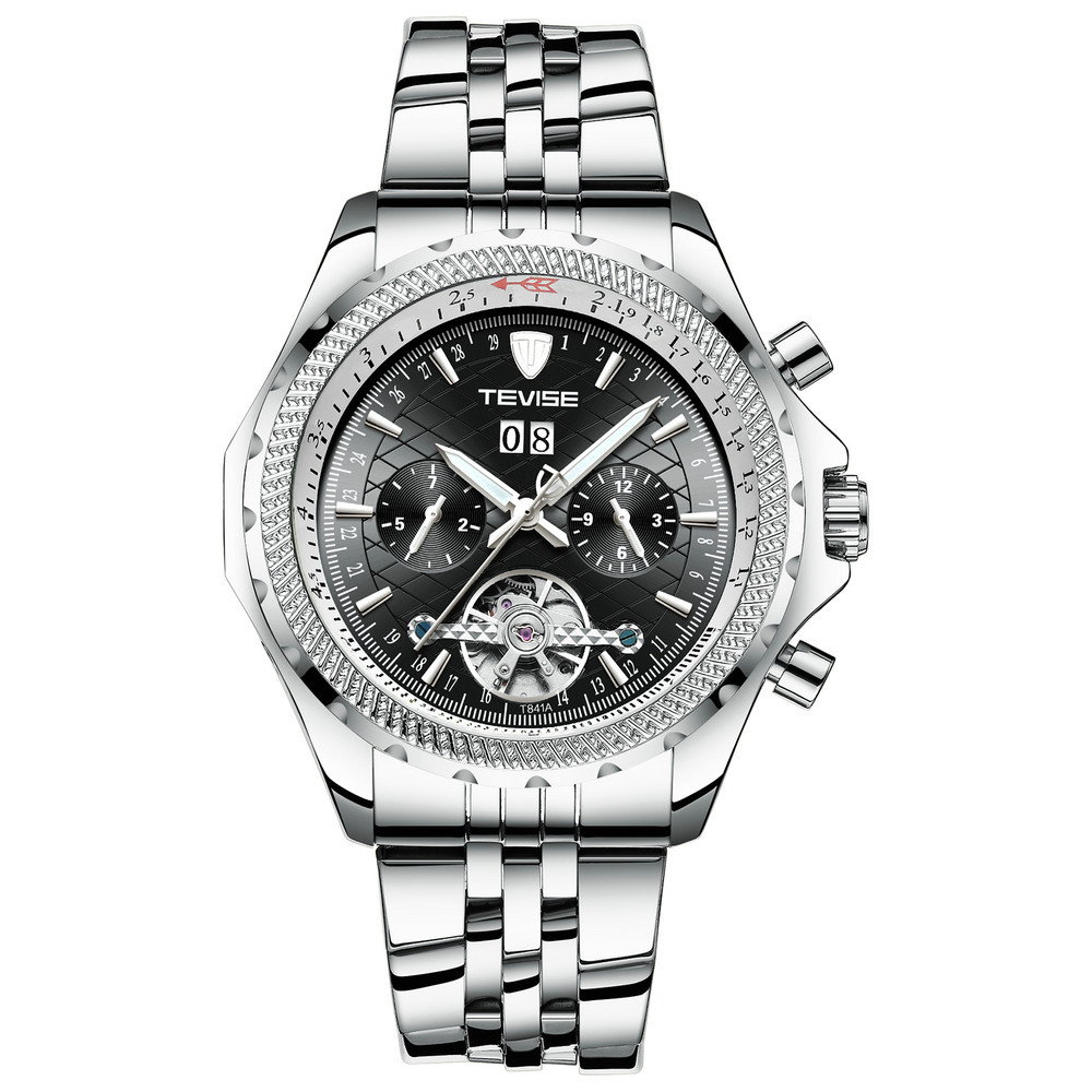tevise 特威斯t841a男士大飞手表时尚全自动机械表防水陀飞轮男表