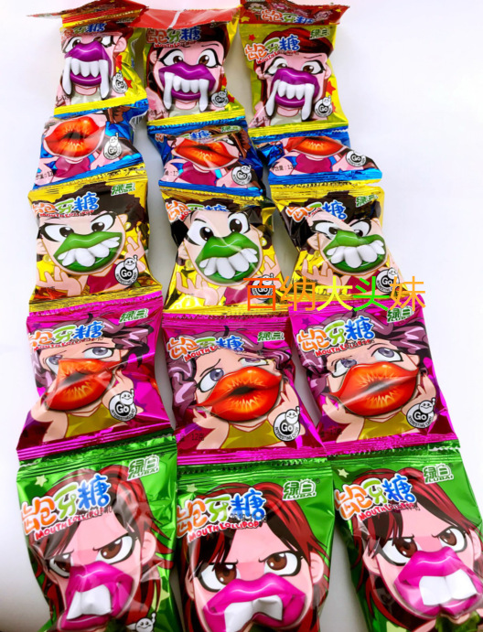 嘴唇搞怪 味玩趣牙齿糖钻石糖果 龅牙大板牙吸血鬼大嘴唇12g随机